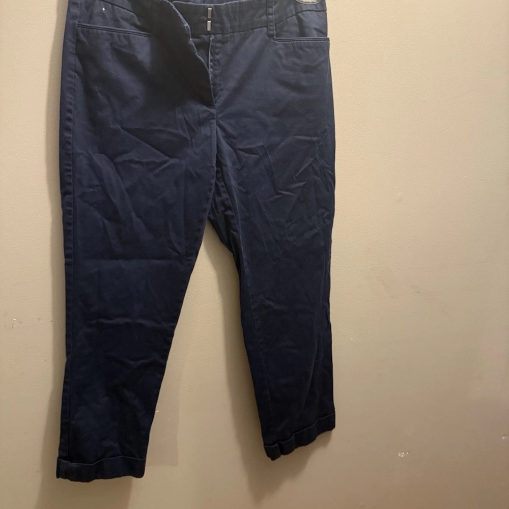 Blue Ankle Cropped Cotton Pants